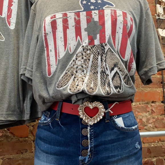 Red Rhinestone Heart Belt - Picture 2 of 15